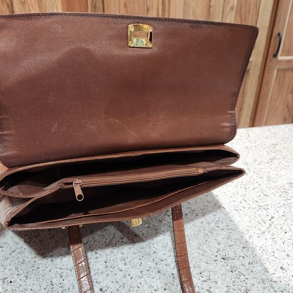 Vintage Etienne Aigner Croc Embossed Satchel Purse Bag - Picture 5 of 16